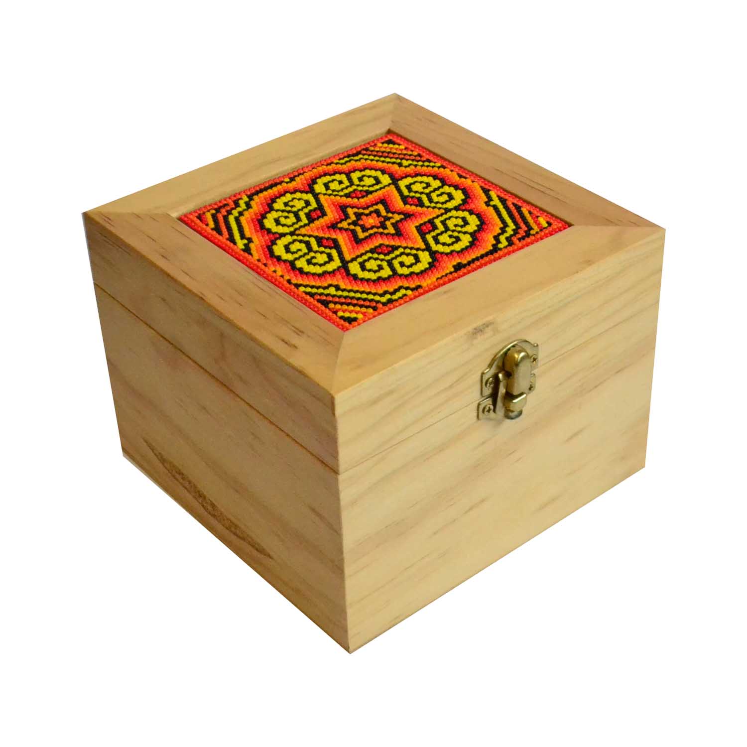 Caja c/ Tabla de chaquira - Artesanías de México