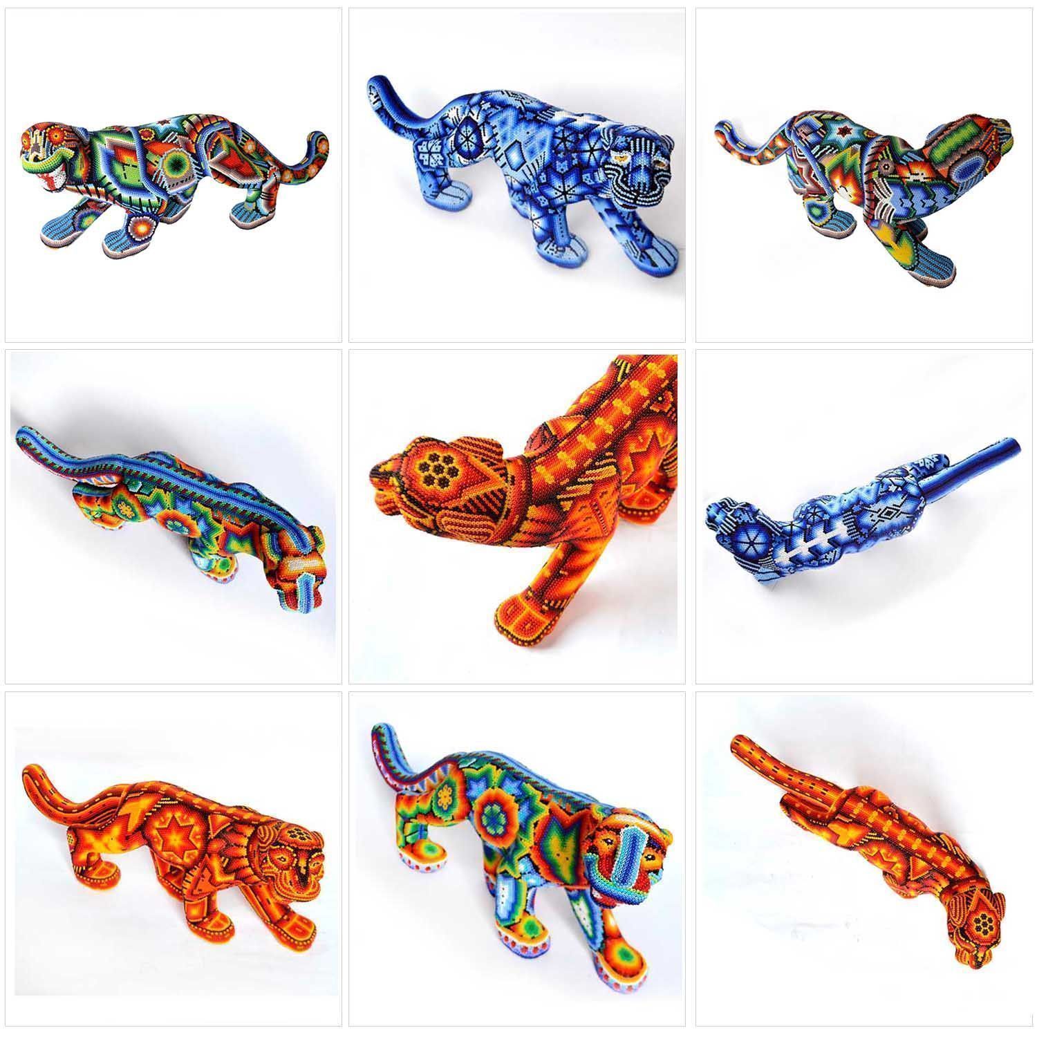 Variety of jaguars in huichol art
