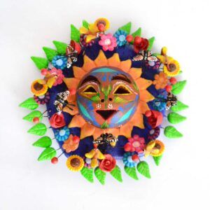Soleil en faïence polychrome