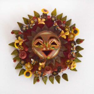 Soleil en faïence polychrome