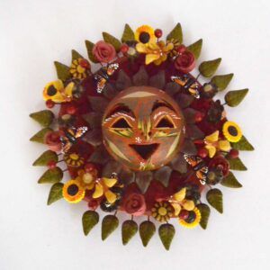 Soleil en faïence polychrome