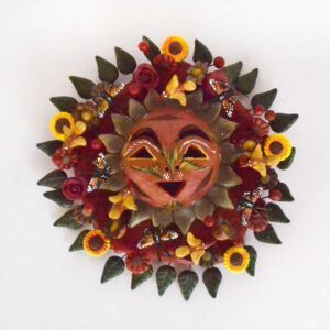 Soleil en faïence polychrome
