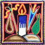 Tableau peigné d'art Huichol