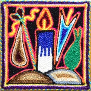 Tableau peigné d'art Huichol